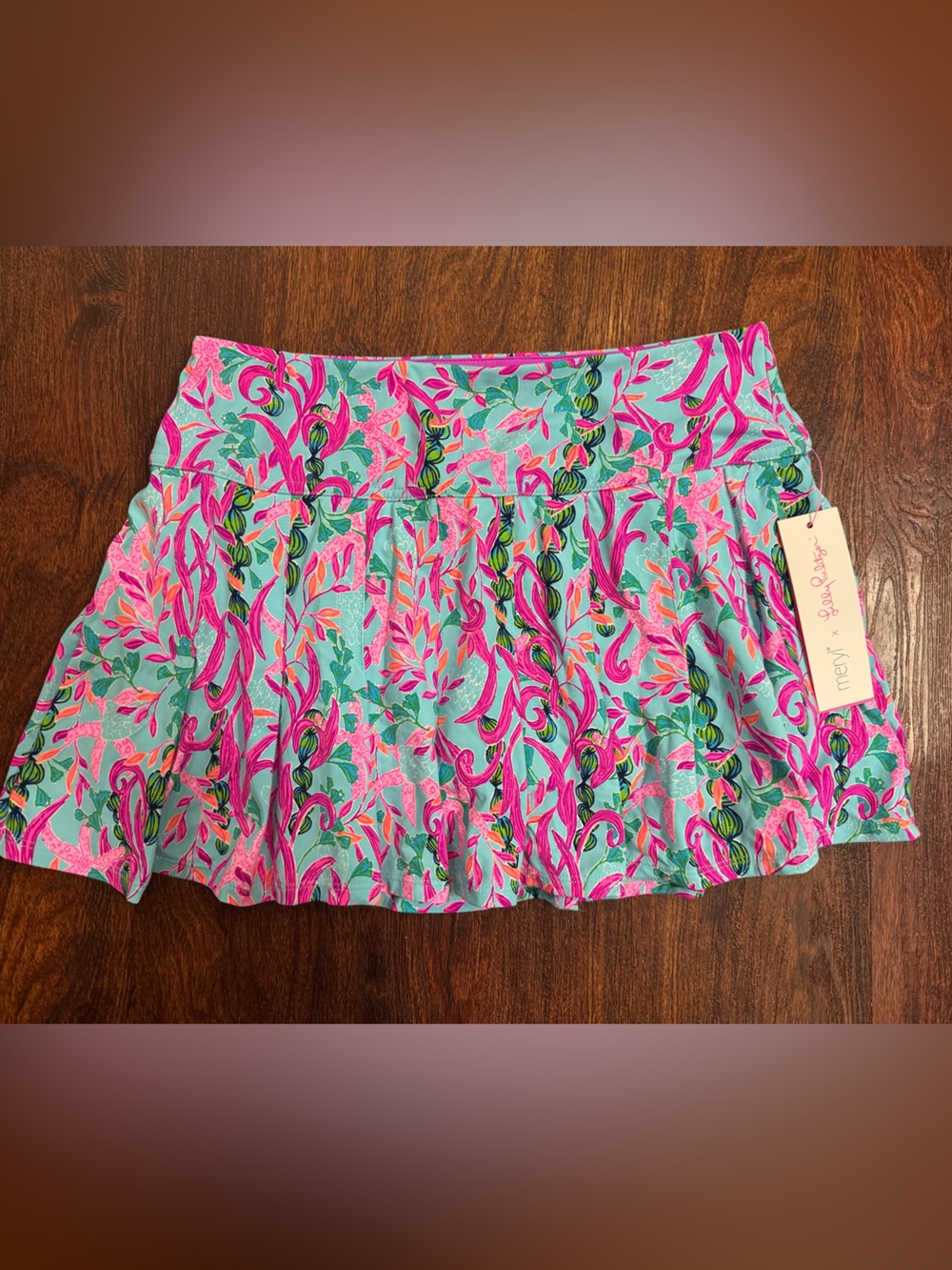Meryl x Lilly Pulitzer Luxletic Small Seaweed Samba Annora Gold Tennis Skirt